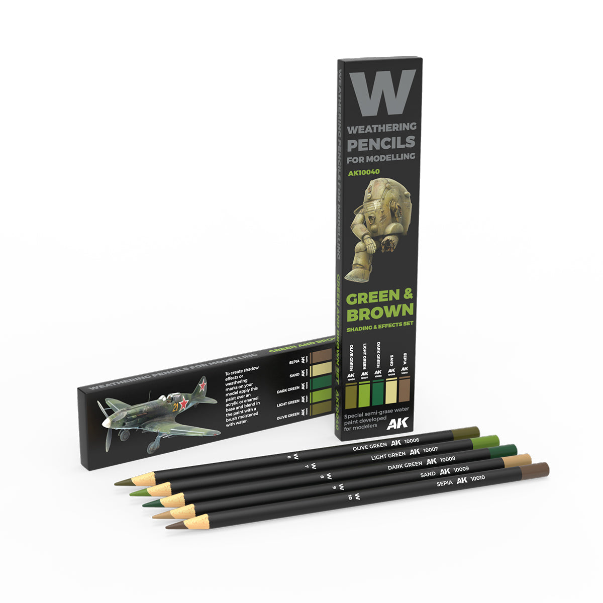 AK Interactive: Weathering Pencil Green & Brown Camouflages Set