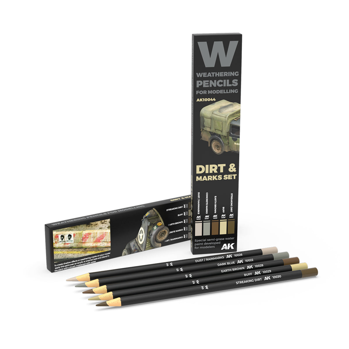 AK Interactive: Weathering Pencil Dirt & Marks Set