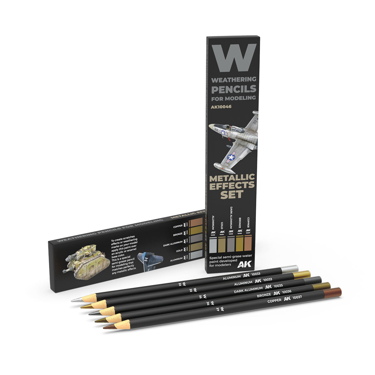 AK Interactive: Weathering Pencil Set Metallic Effects Set - Warhaus