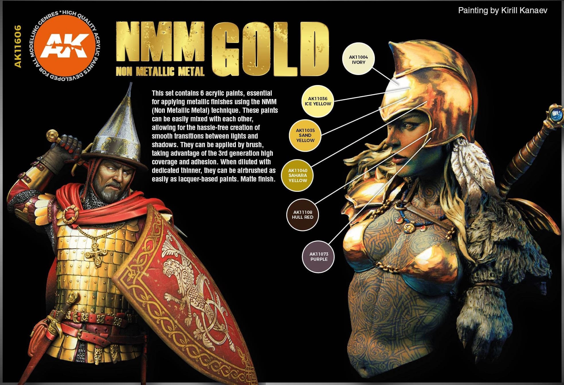 AK Interactive: 3rd Gen paint set - NMM Gold Set