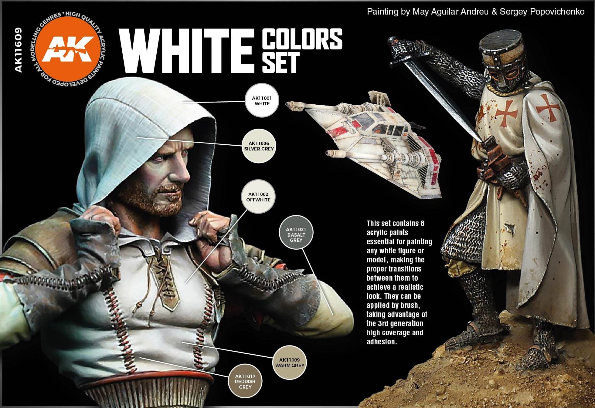 AK Interactive: 3rd Gen paint set - White Colors Set