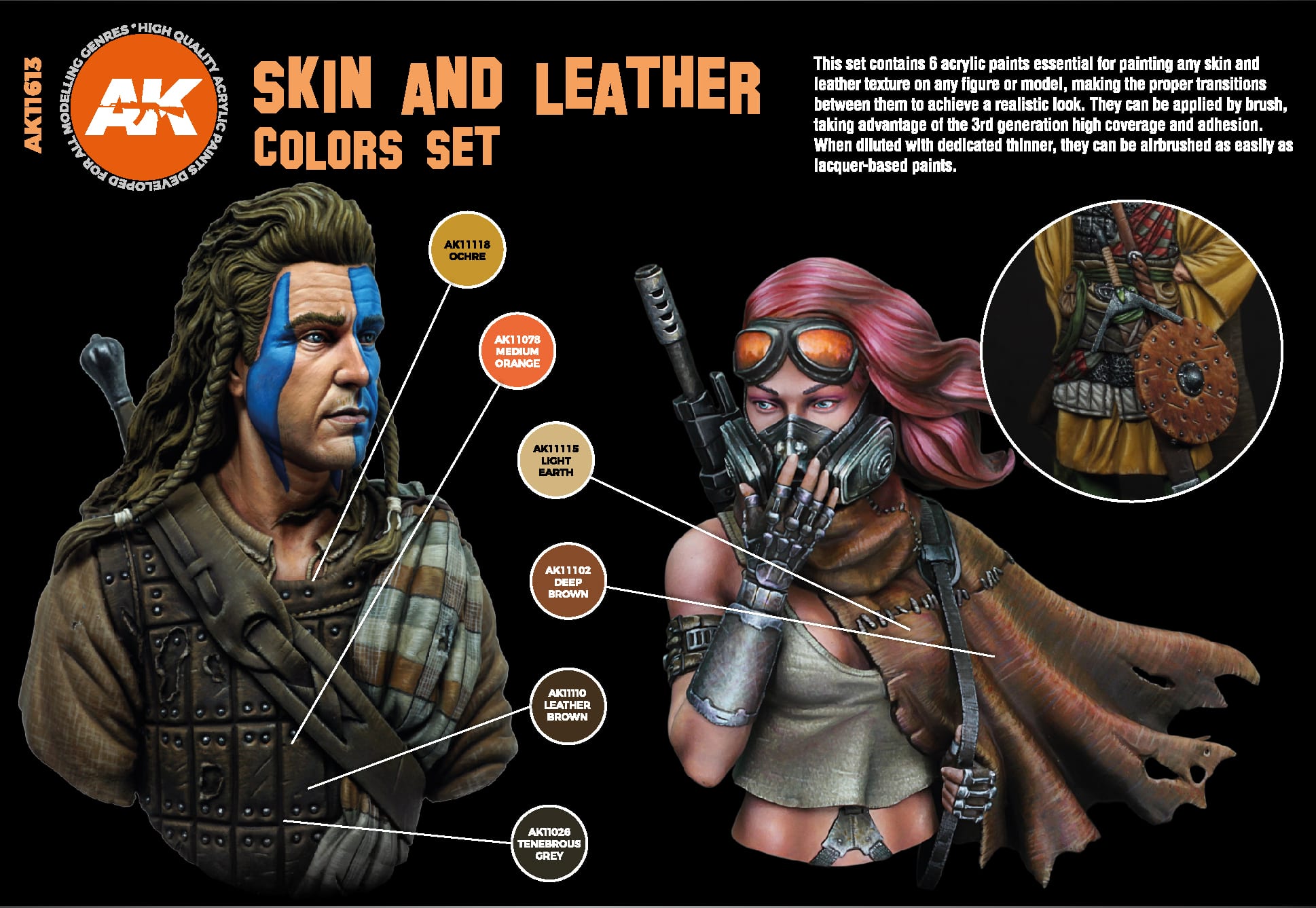 AK Interactive: 3rd Gen paint set - Skin and Leather Colors Set