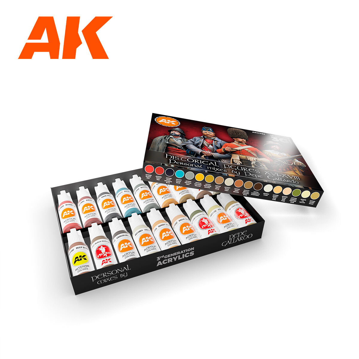 AK Interactive Signature Set: Historical Figures X. XVI-XVIII - Pepe Gallardo Acrylic Paint Set 3rd Generation