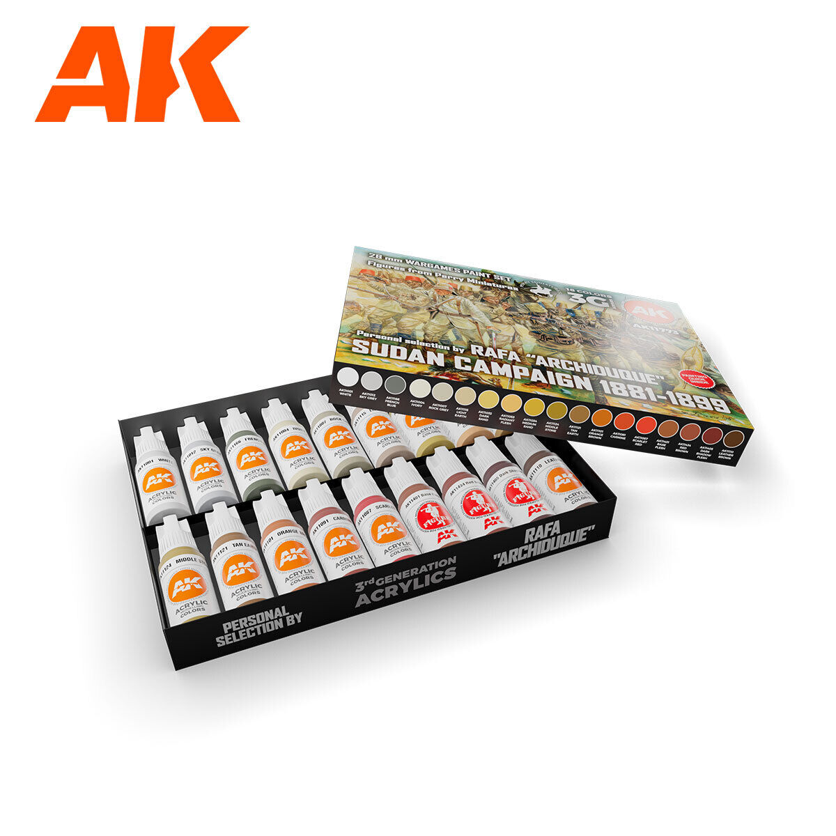 AK Interactive Signature Set: Sudan Campaign 1881-1899 - Rafa "Archiduque" Acrylic Paint Set 3rd Generation