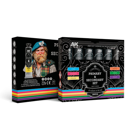 AK-Interactive: Artist Dense Acrylic Colour: Primary & Secondary Set (6 Tubes 20 Ml)