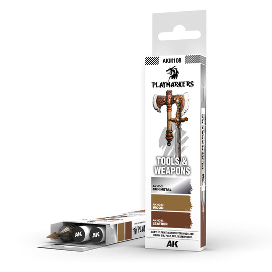 AK Interactive: Playmarkers Set - Tools & Weapons (3 Markers)