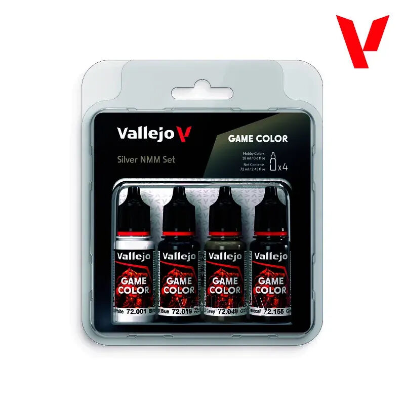 Vallejo Game Colour Silver NMM Acrylic Paint Set