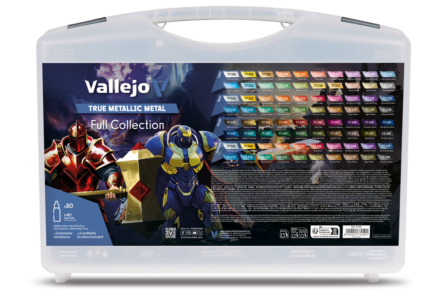 Vallejo: True Metallic Metal Case - 80 Colour Paint Set