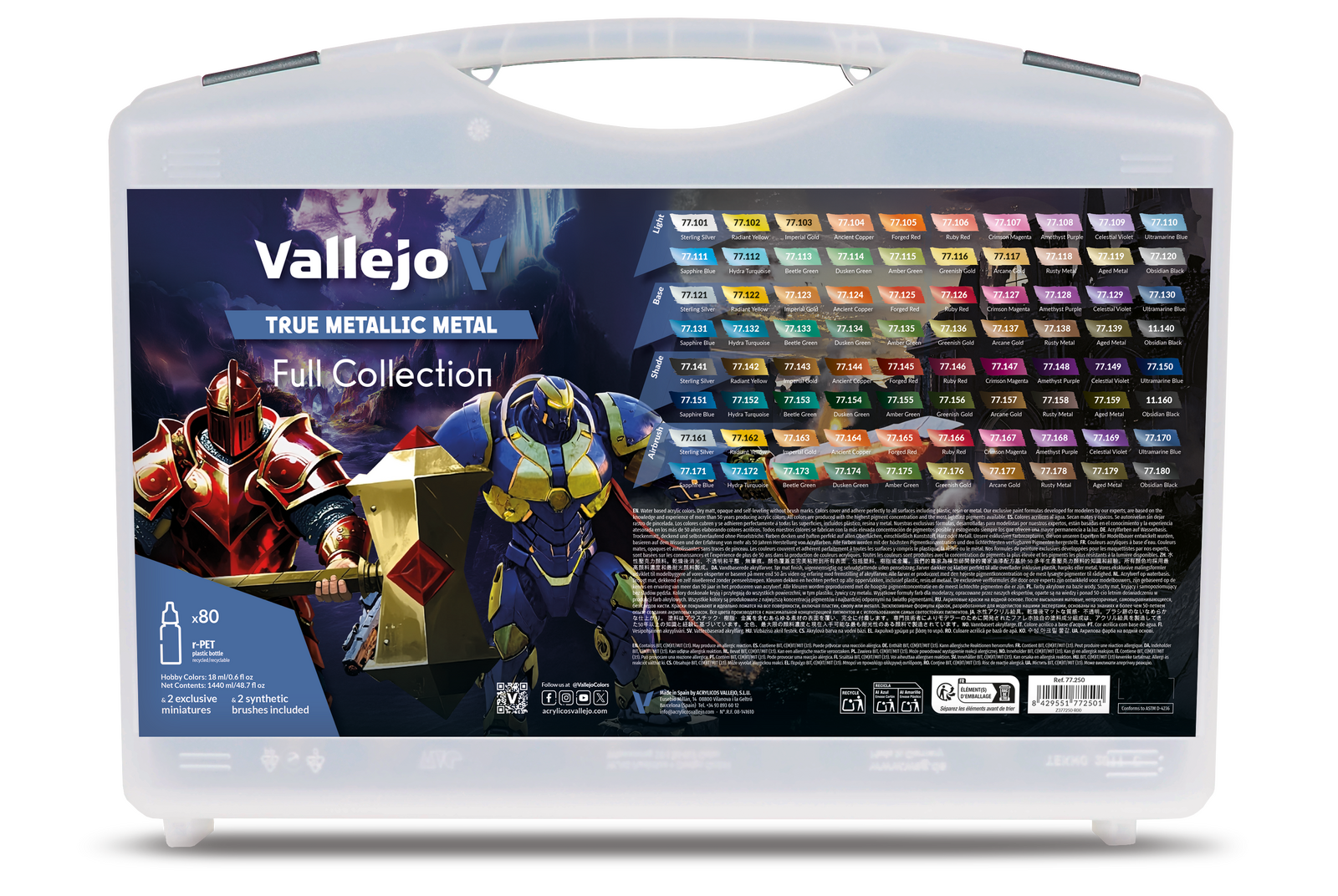 Vallejo: True Metallic Metal Case - 80 Colour Paint Set