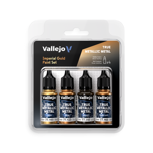 Vallejo: True Metallic Metal Imperial Gold - 4 Colour Paint Set - Warhaus