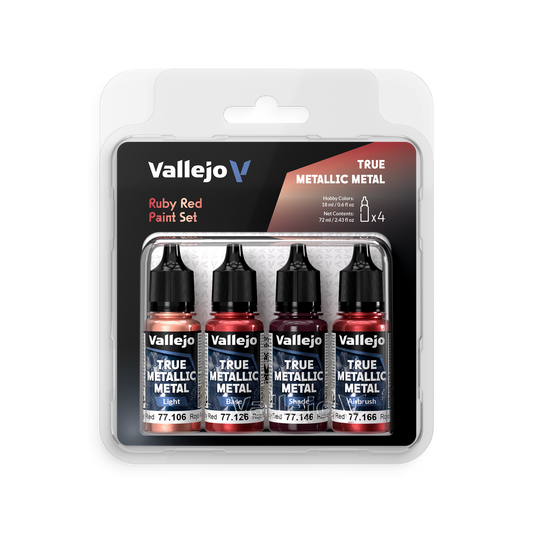 Vallejo: True Metallic Metal Ruby Red - 4 Colour Paint Set