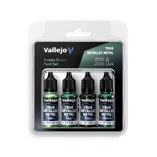 Vallejo: True Metallic Metal Dusken Green - 4 Colour Paint Set