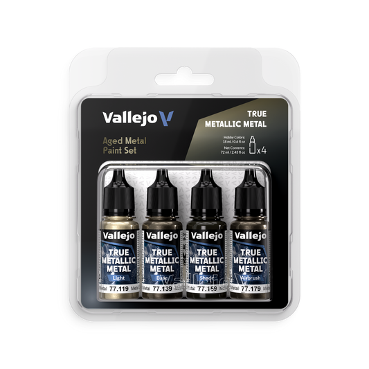 Vallejo: True Metallic Metal Aged Metal - 4 Colour Paint Set