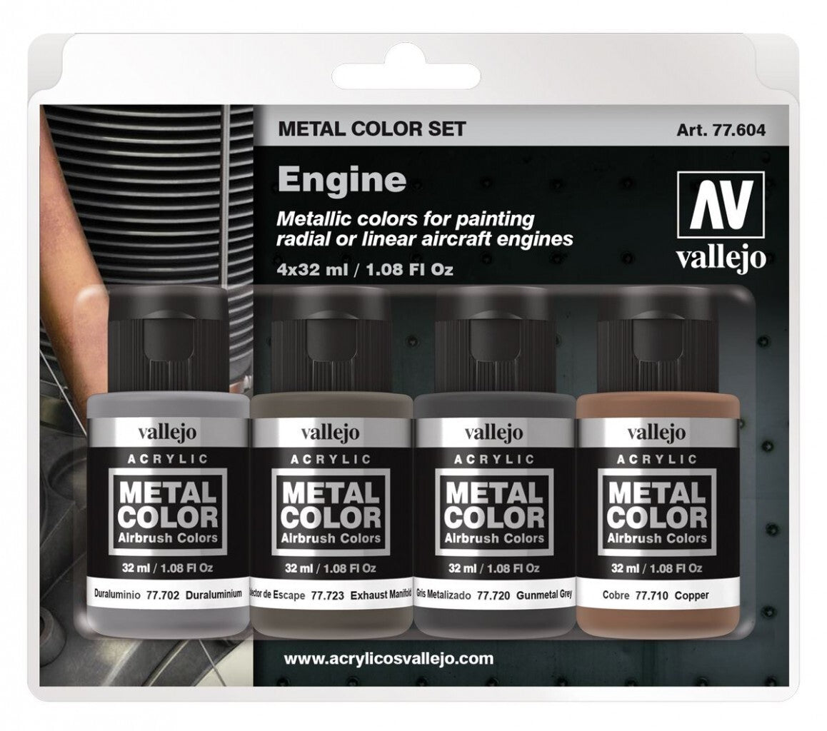 Vallejo Metal Colour Engine 4 Colour Acrylic Paint Set