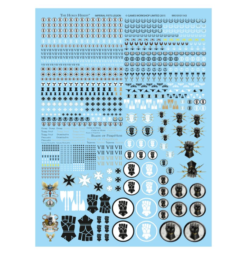 Imperial Fists Legion Transfer Sheet