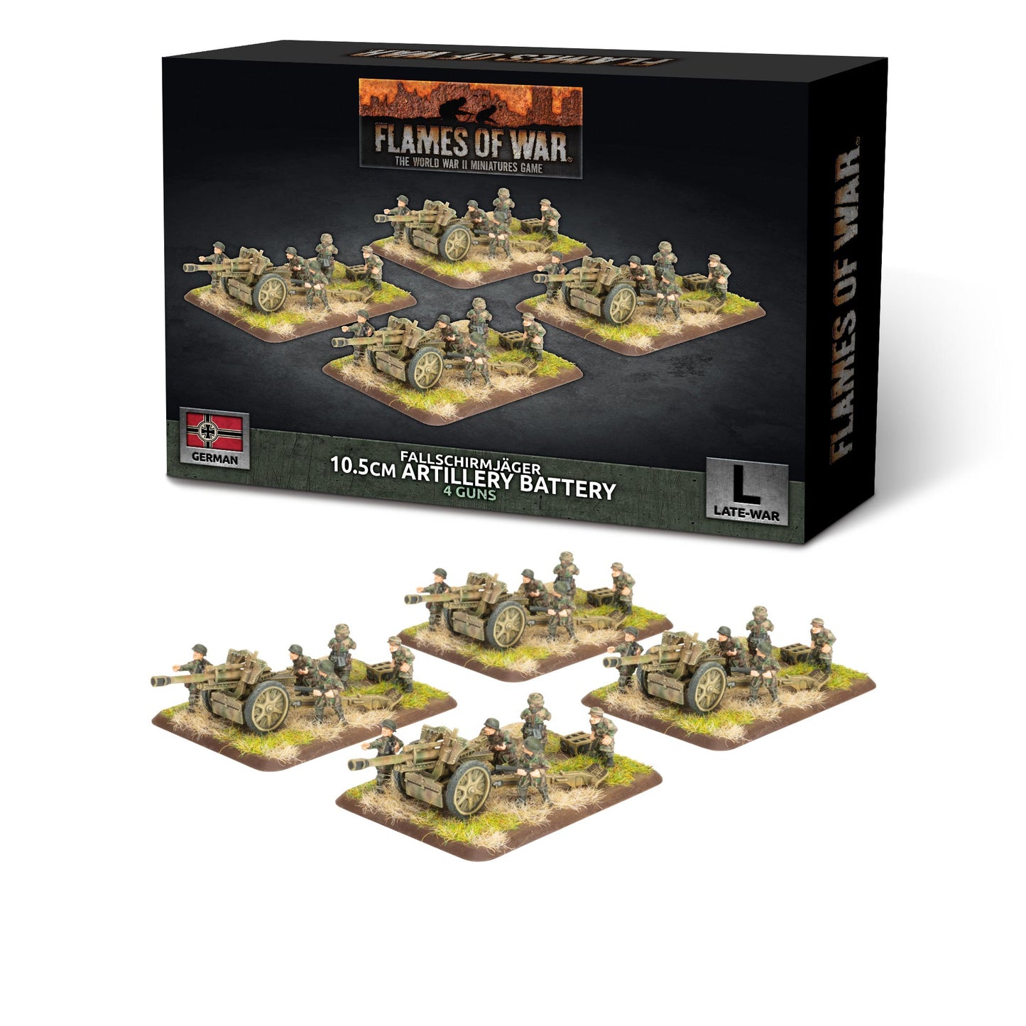 Flames of War: German - FJ 10.5cm Artillery Battery (x4 Guns Plastic)