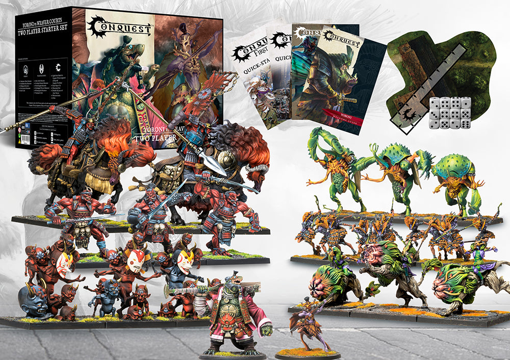 Conquest - Yoroni vs Weaver Courts: 2 Player Starter Set - contents