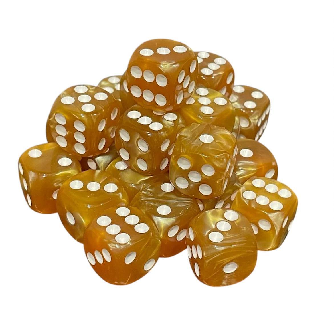 16mm Dice Pearl Golden (White pips)