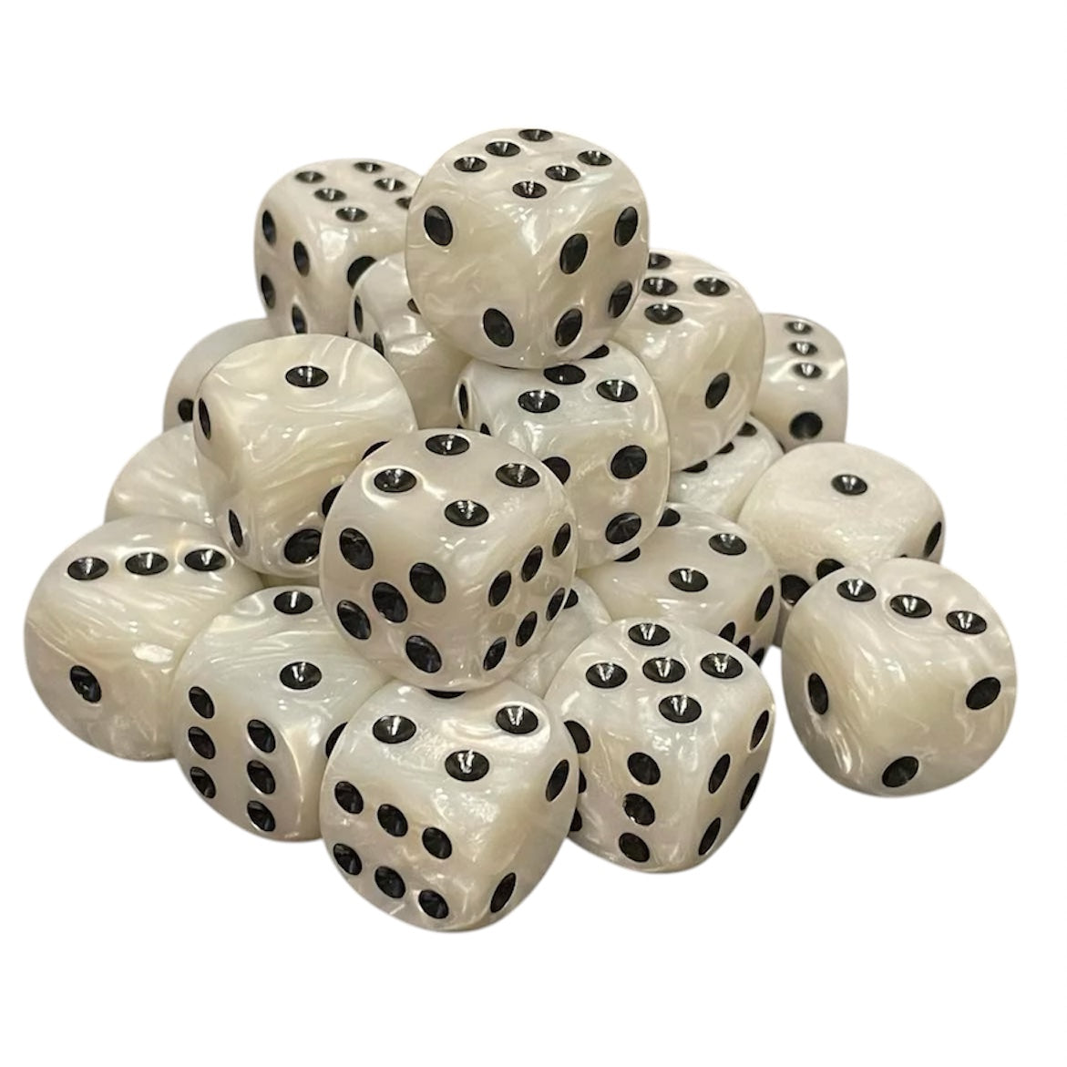 16mm Dice Pearl White (Black pips)