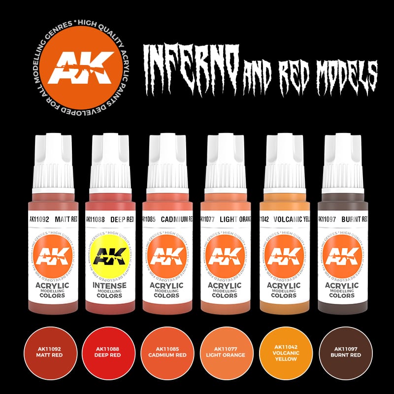 AK Interactive: 3rd Gen paint set - Inferno and Red Creatures Set