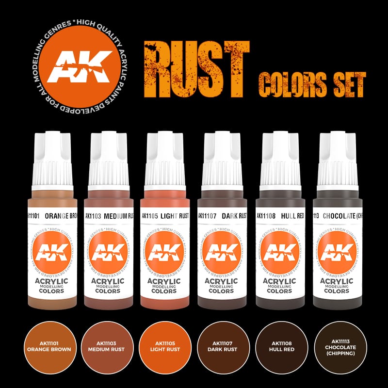 AK Interactive: 3rd Gen paint set - Rust Set