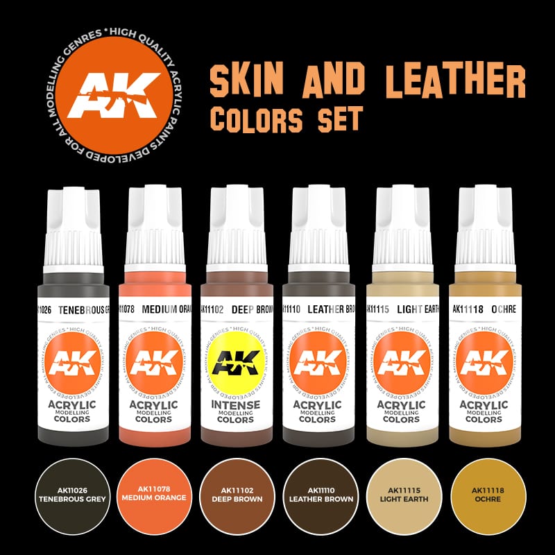 AK Interactive: 3rd Gen paint set - Skin and Leather Colors Set