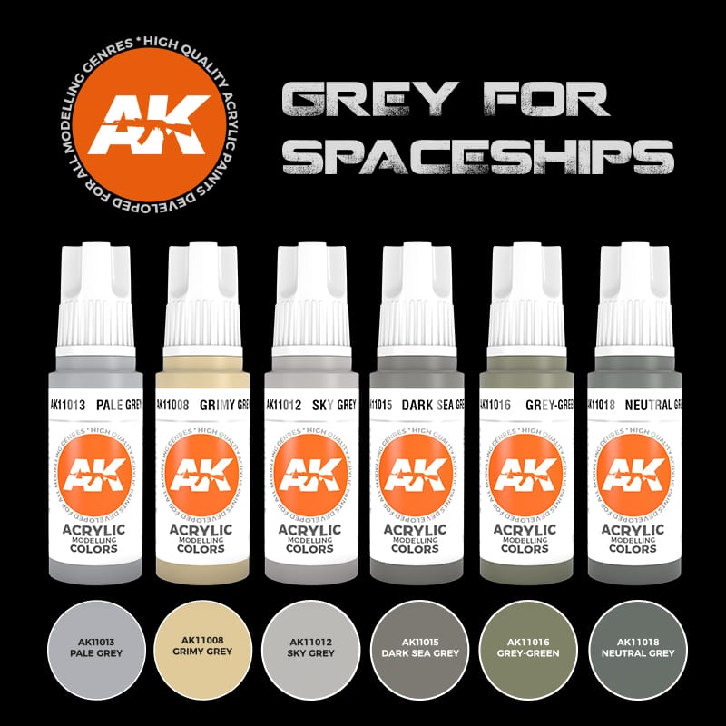 AK Interactive: 3rd Gen paint set - Grey For Spaceships Set