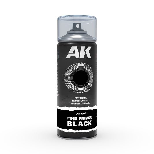 Ak Interactive: Aerosol Spray Primer  - Fine Primer Black - Spray 400ml (Includes 2 Nozzles) - Warhaus