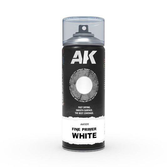 Ak Interactive: Aerosol Spray Primer  - Fine Primer White - Spray 400ml (Includes 2 Nozzles)