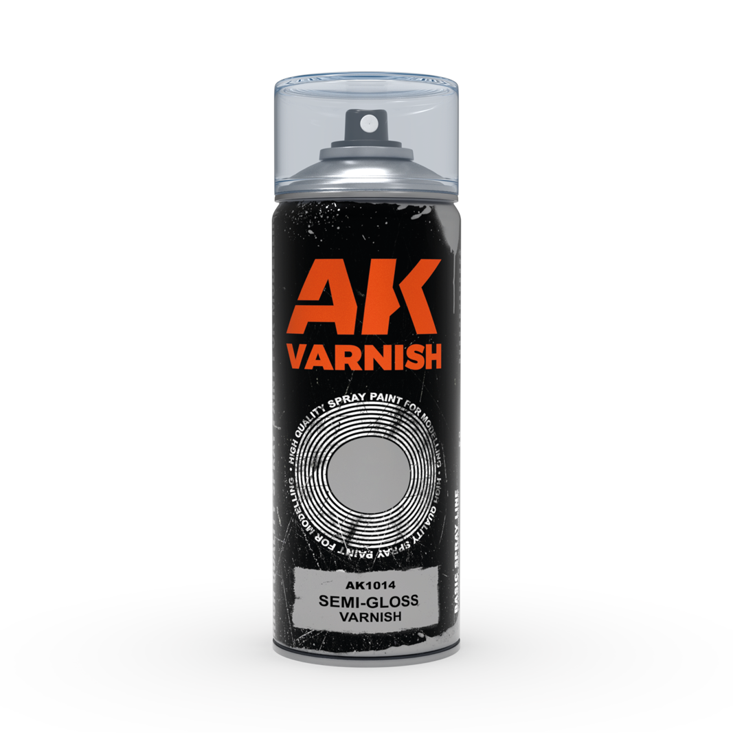 Ak Interactive: Aerosol Spray Primer  - Semi-Gloss Varnish - Spray 400ml (Includes 2 Nozzles)
