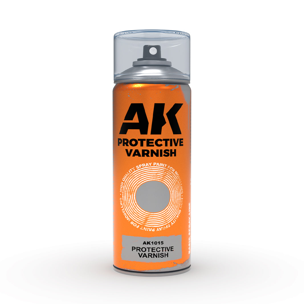 Ak Interactive: Aerosol Spray Primer  - Protective Varnish - Spray 400ml (Includes 2 Nozzles)