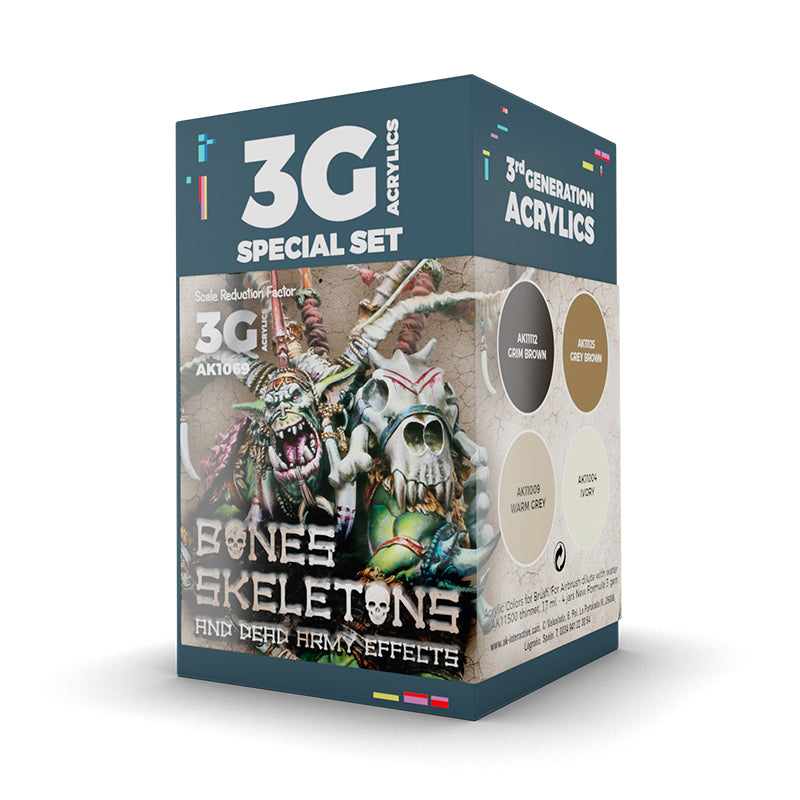 AK Interactive: 3 Gen Acrylics - Wargame Color Set. Bones And Skeletons