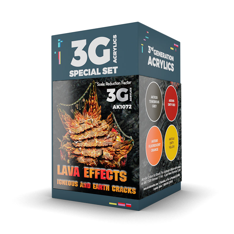 AK Interactive: 3 Gen Acrylics - Wargame Color Set. Lava Effects