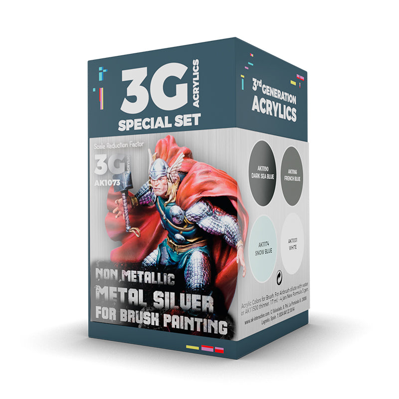 AK Interactive: 3 Gen Acrylics - Wargame Color Set. Non Metallic Metal Silver (W.B)