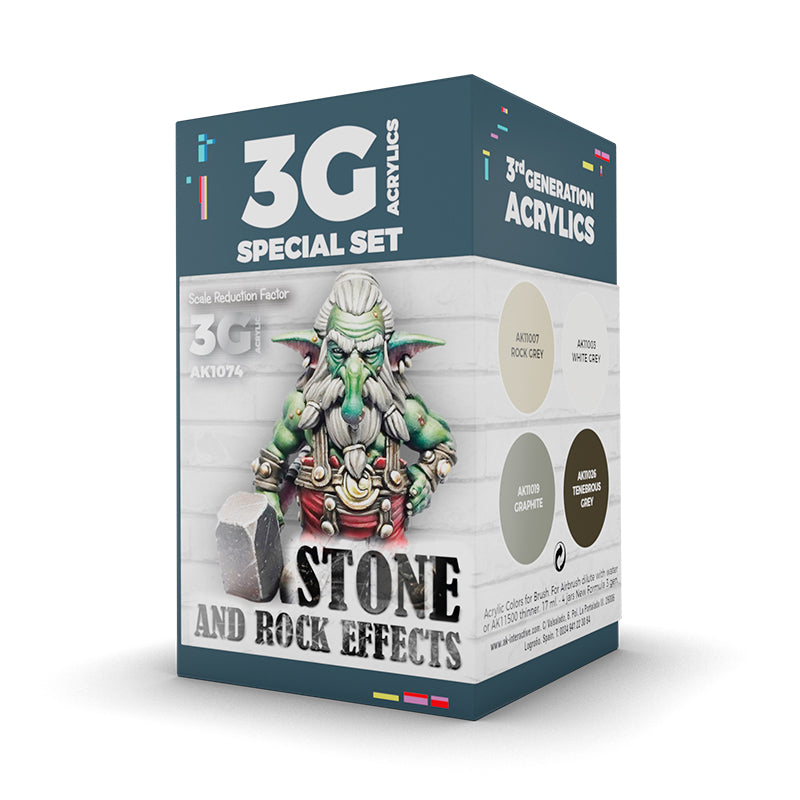 AK Interactive: 3 Gen Acrylics - Wargame Color Set. Stone And Rock Effects