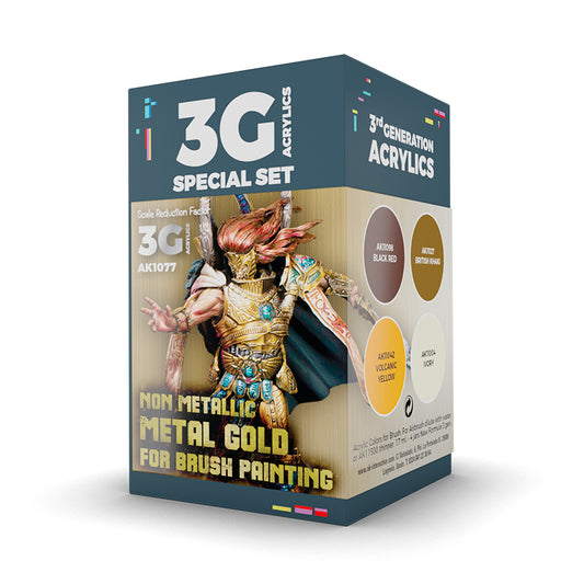 AK Interactive: 3 Gen Acrylics - Wargame Color Set. Non Metallic Metal Gold (W. B.)