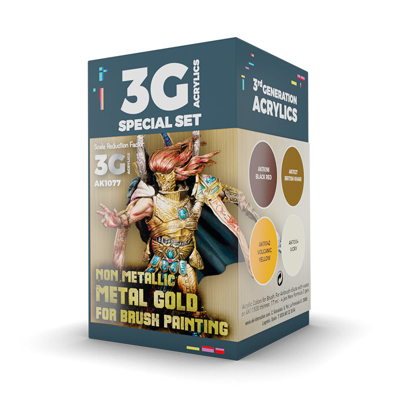 AK Interactive: 3 Gen Acrylics - Wargame Color Set. Non Metallic Metal Gold (W. B.)
