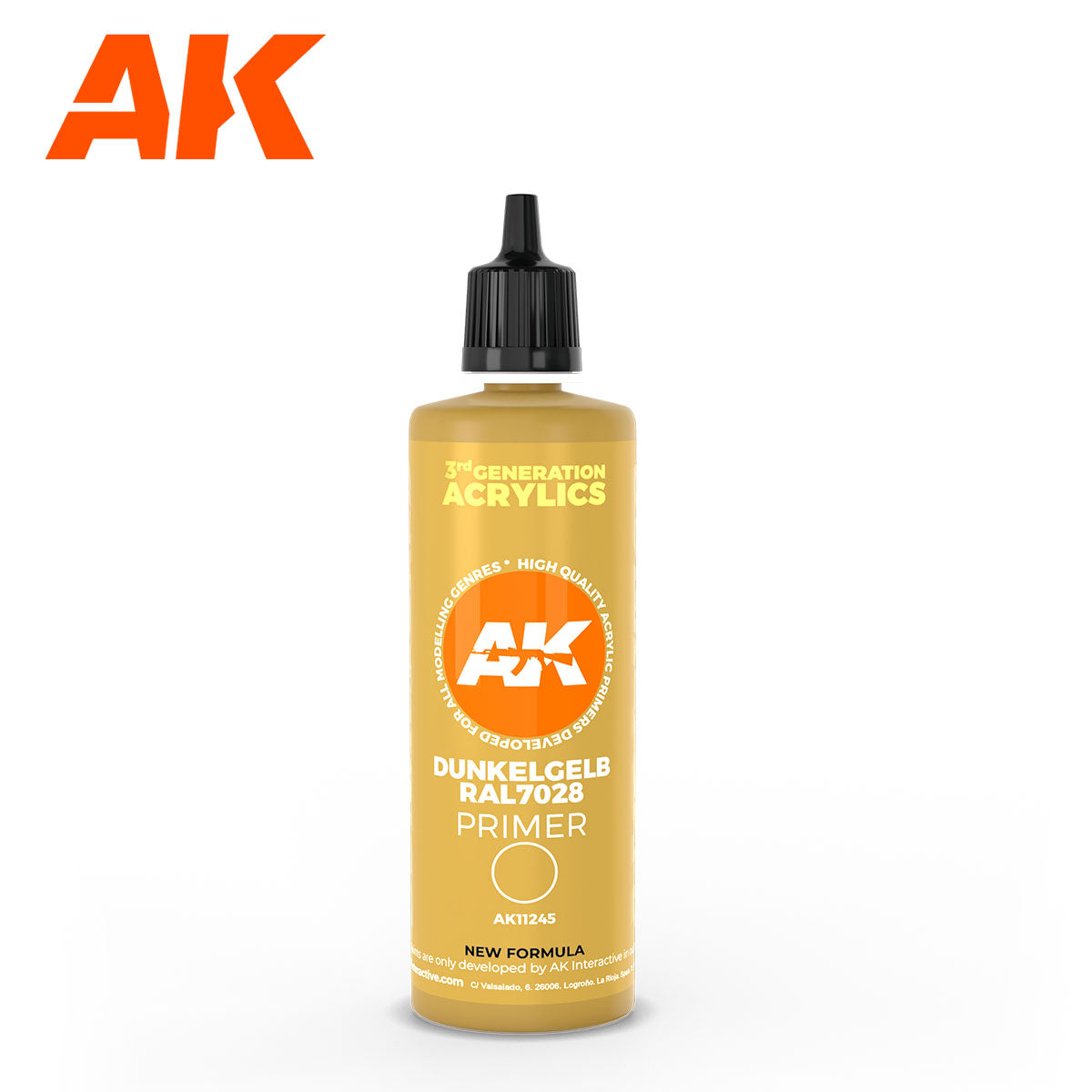 AK Interactive: 3 Gen Primers - Dunkelgelb RAL 7028 dark yellow surface Primer 100ml