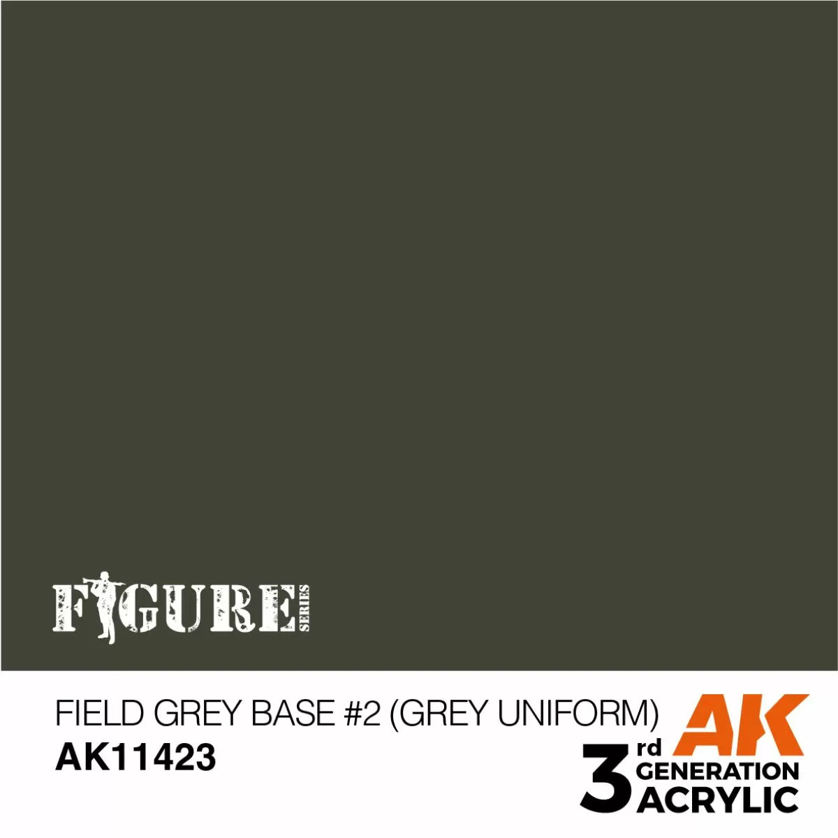 AK Interactive: 3 Gen Figures Acrylics - Field Grey Base #2 (Grey Uniform) 17ml