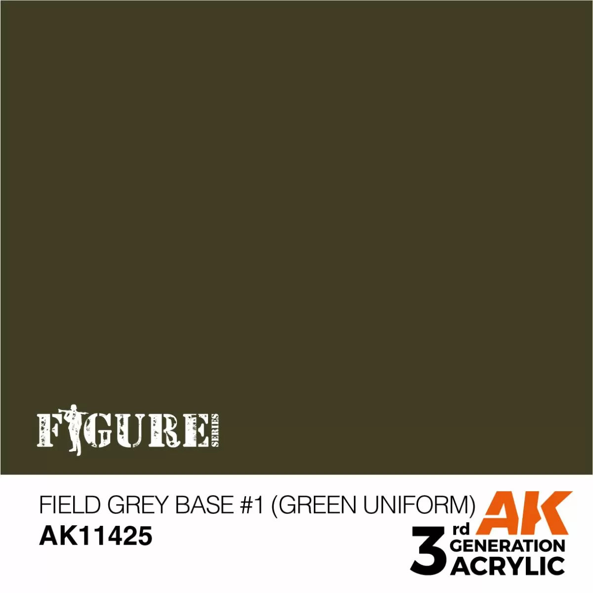 AK Interactive: 3 Gen Figures Acrylics - Field Grey Base #1 (Green uniform) 17ml