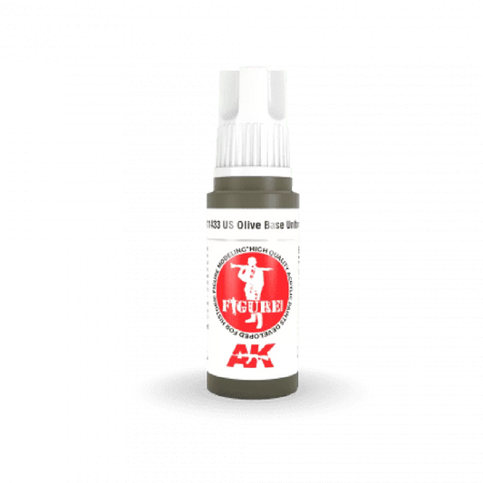 AK Interactive: 3 Gen Figures Acrylics - US Olive Base Uniform 17ml