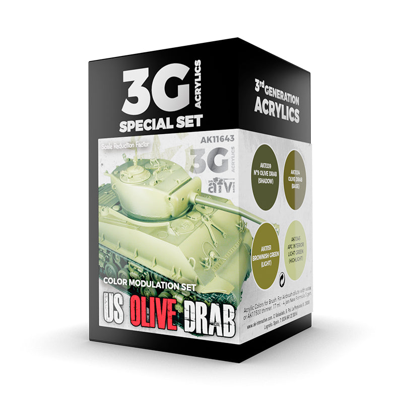 AK Interactive: 3 Gen Acrylics - Modulation Us Olive Drab 17ml