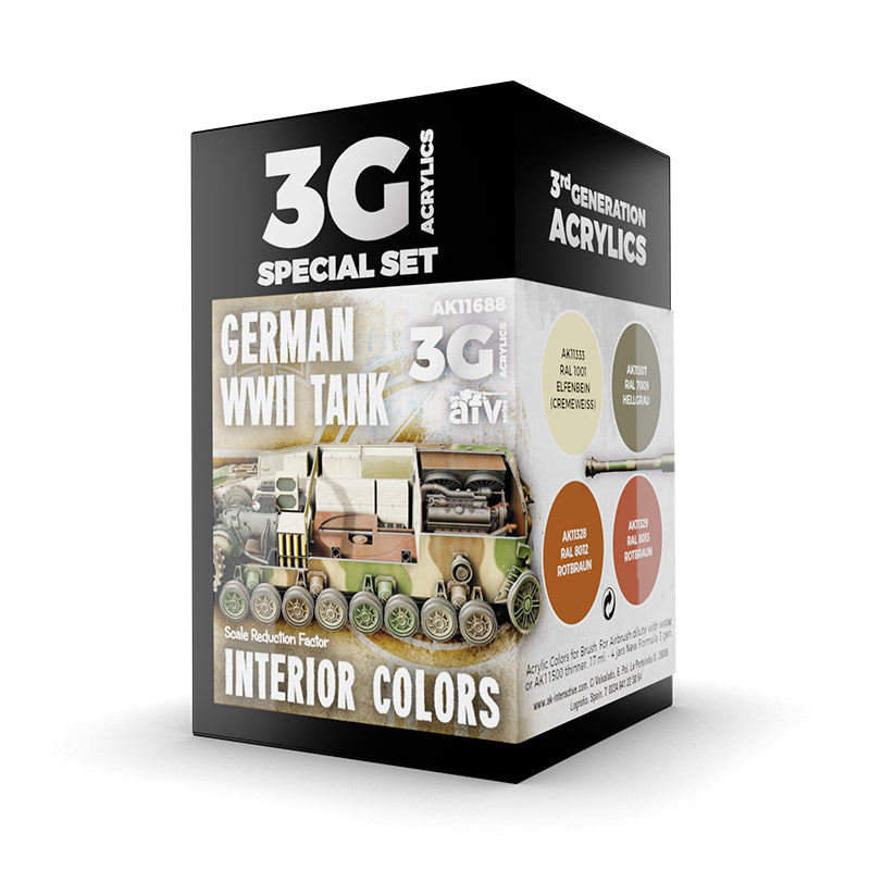 AK Interactive: 3 Gen Acrylics - WW2 German Tank Interior Colors