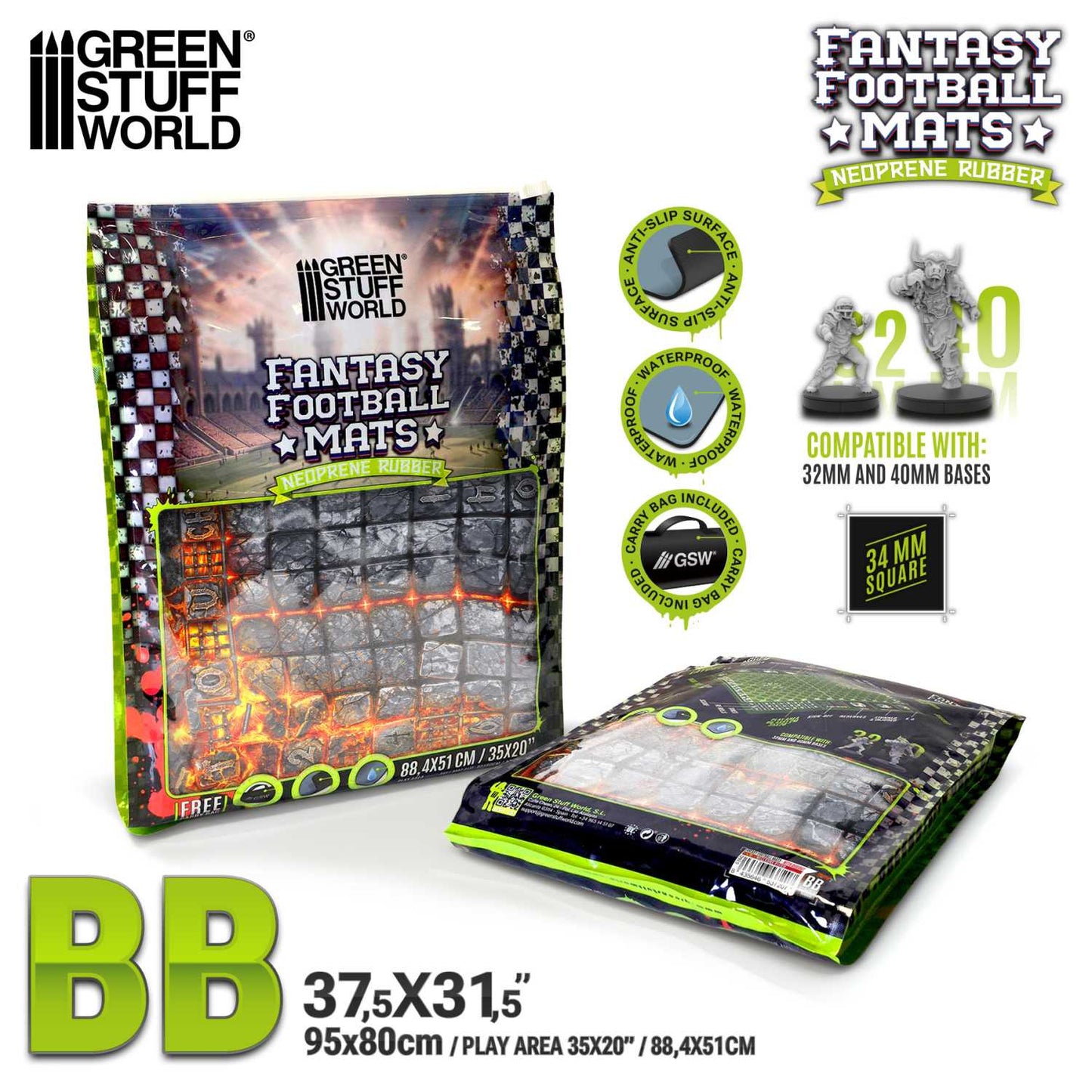 Green Stuff World: Fantasy Football Neoprene Mat - Hellcore Pitch