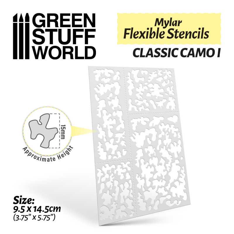 Green Stuff World: Flexible Stencils - Classic Camo 1 (15mm aprox.)