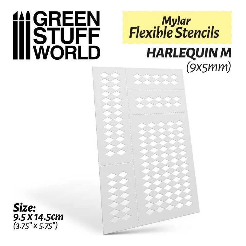 Green Stuff World: Flexible Stencils - Harlequin M (9x5mm)