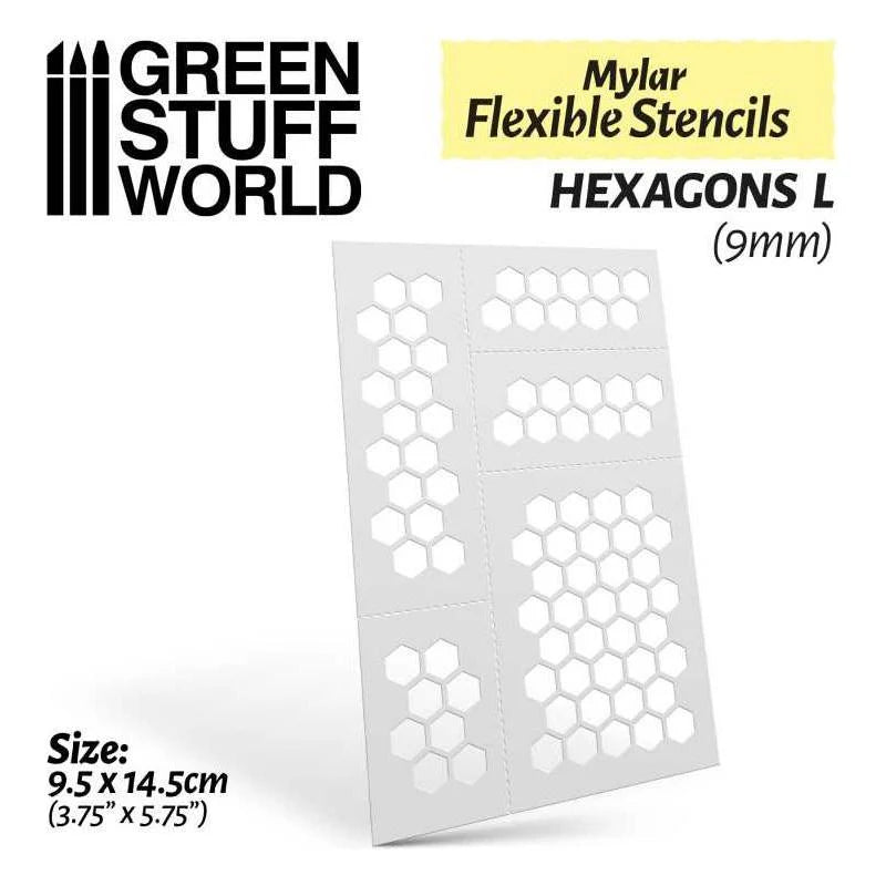 Green Stuff World: Flexible Stencils - Hexagons L (9mm)