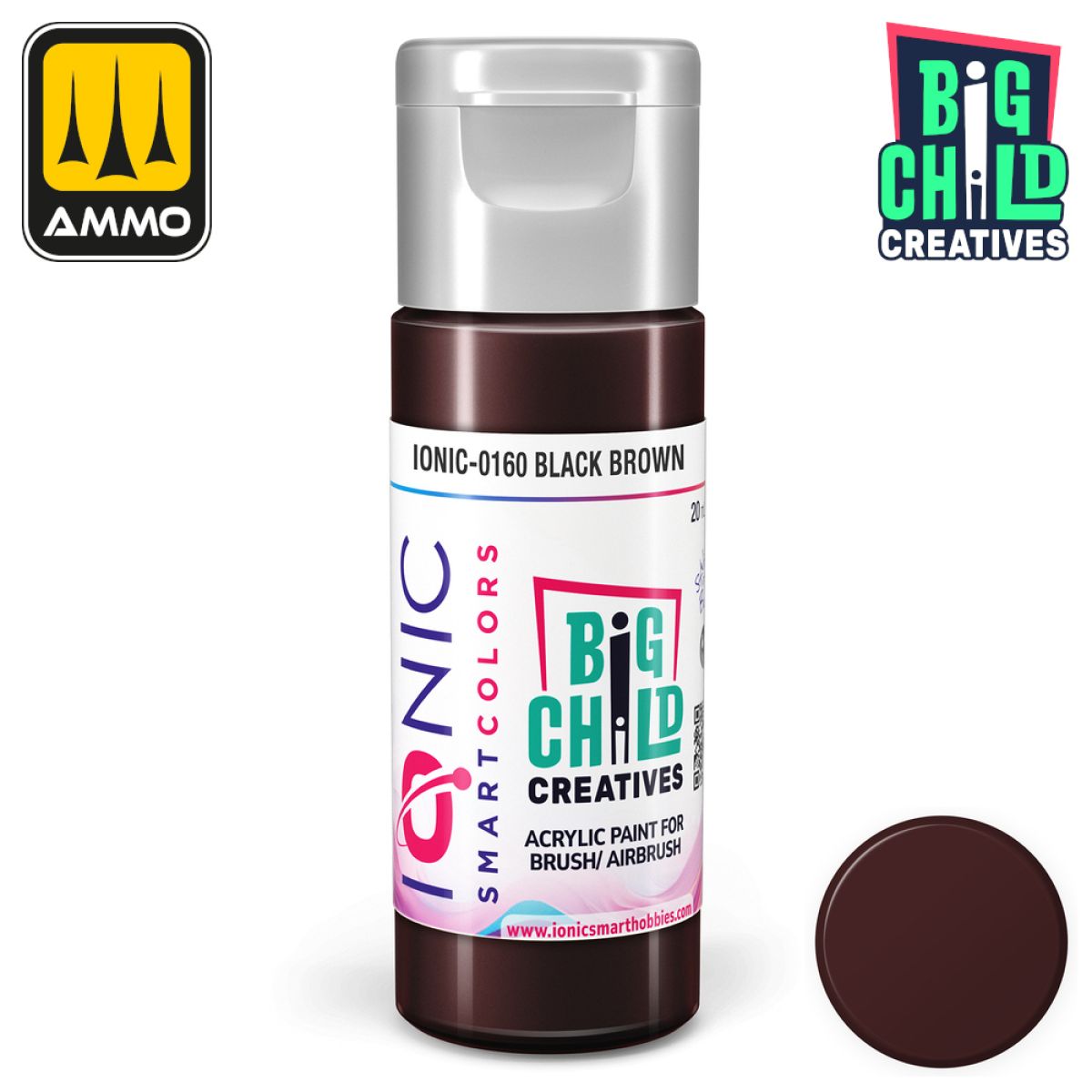 Ionic - Acrylic Paints - Black Brown 20ml