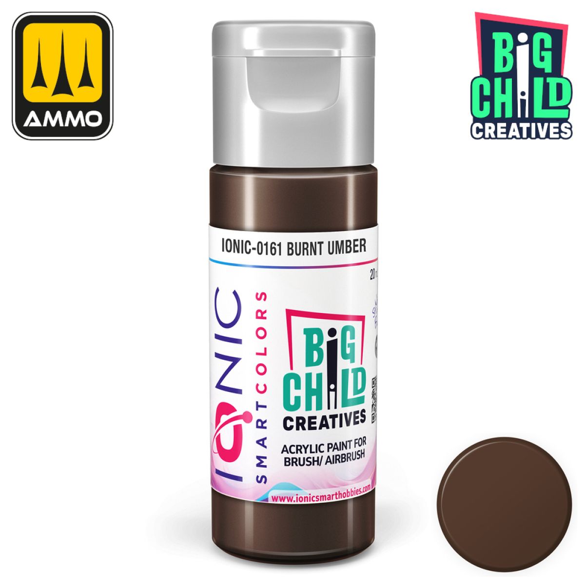 Ionic - Acrylic Paints - Burnt Umber 20ml