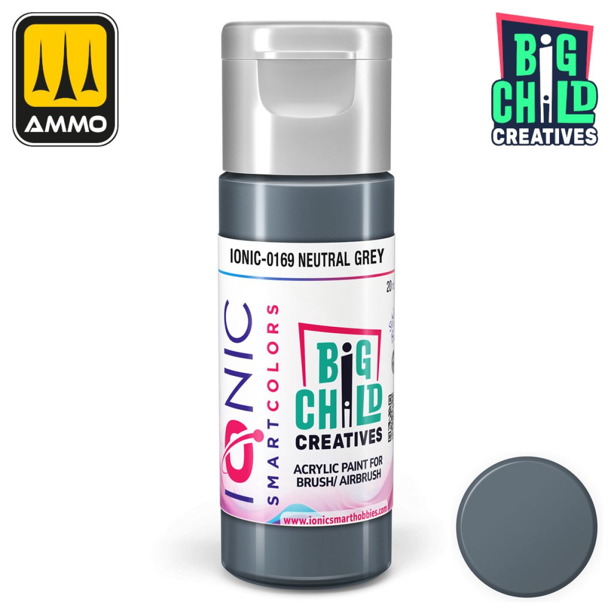 Ionic - Acrylic Paints - Neutral Grey 20ml